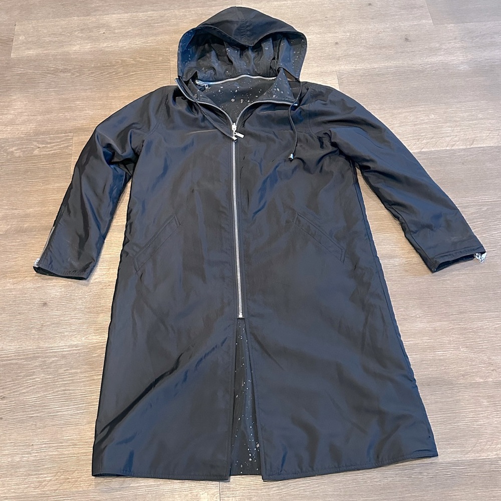 Mycra Pac Reversible Speckled Trench Rain Coat w/ Removable Hood